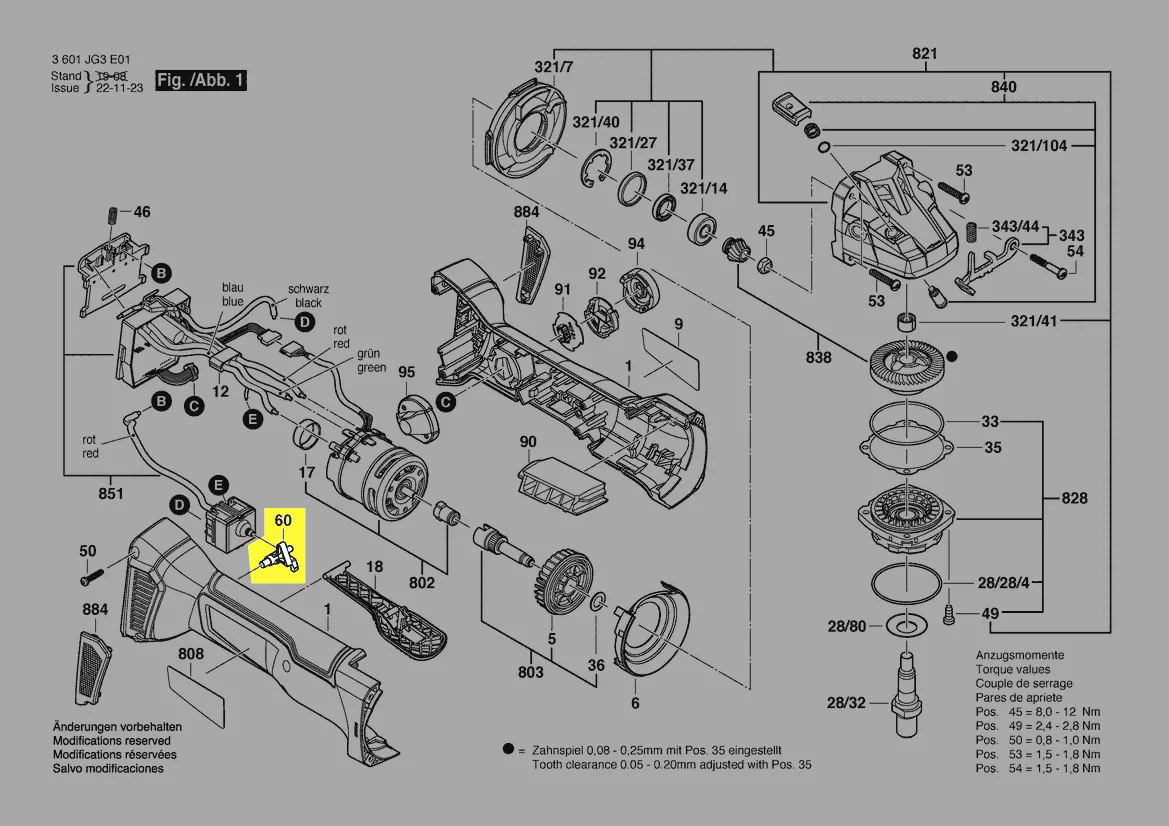Levier commande interrupteur réf. 1 600 A00 R9L Bosch